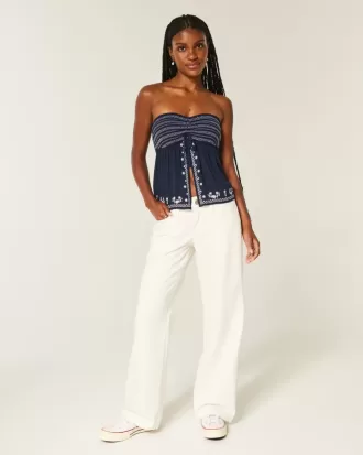 Low-Rise White Baggy Jeans