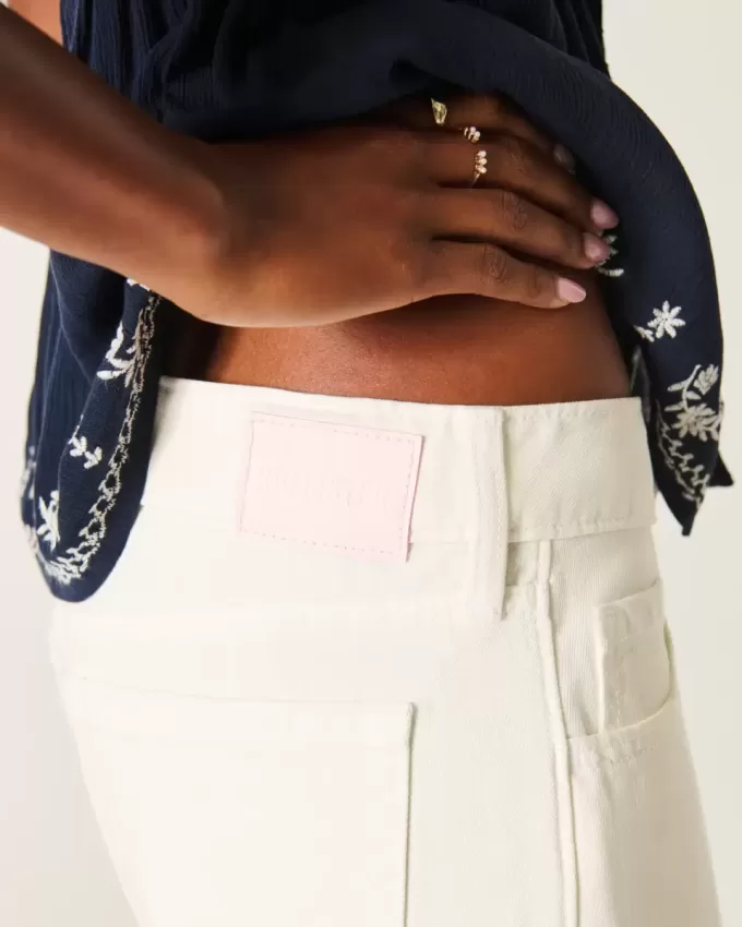 Low-Rise White Baggy Jeans