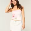 Low-Rise White Denim Mini Skort