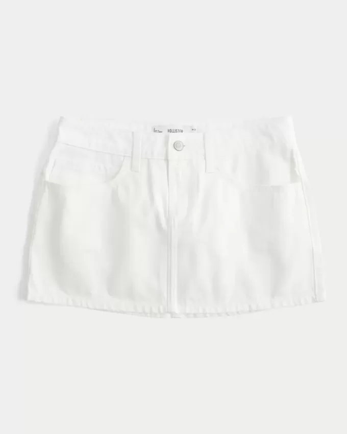 Low-Rise White Denim Mini Skort