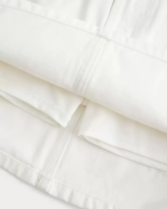 Low-Rise White Denim Mini Skort