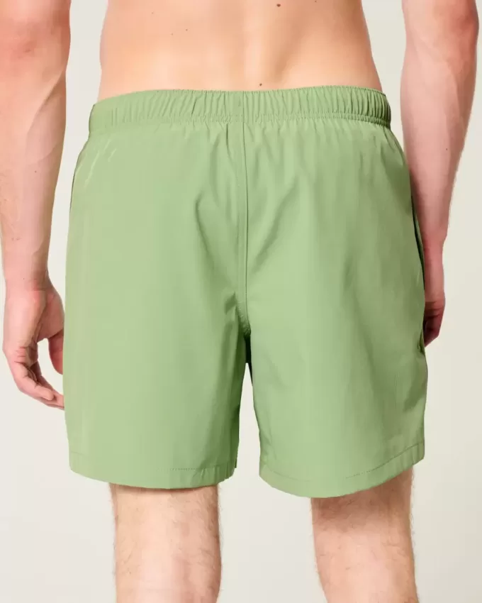 Malibu Beach Graphic Mid-Thigh Volley Swim Trunks
