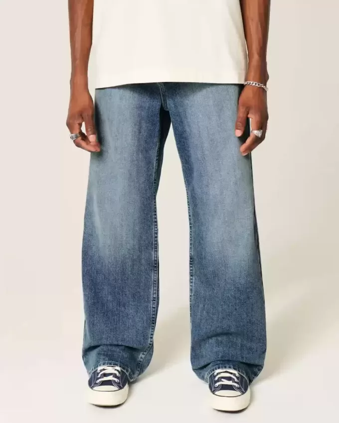 Medium Wash Baggy Bootcut Jeans