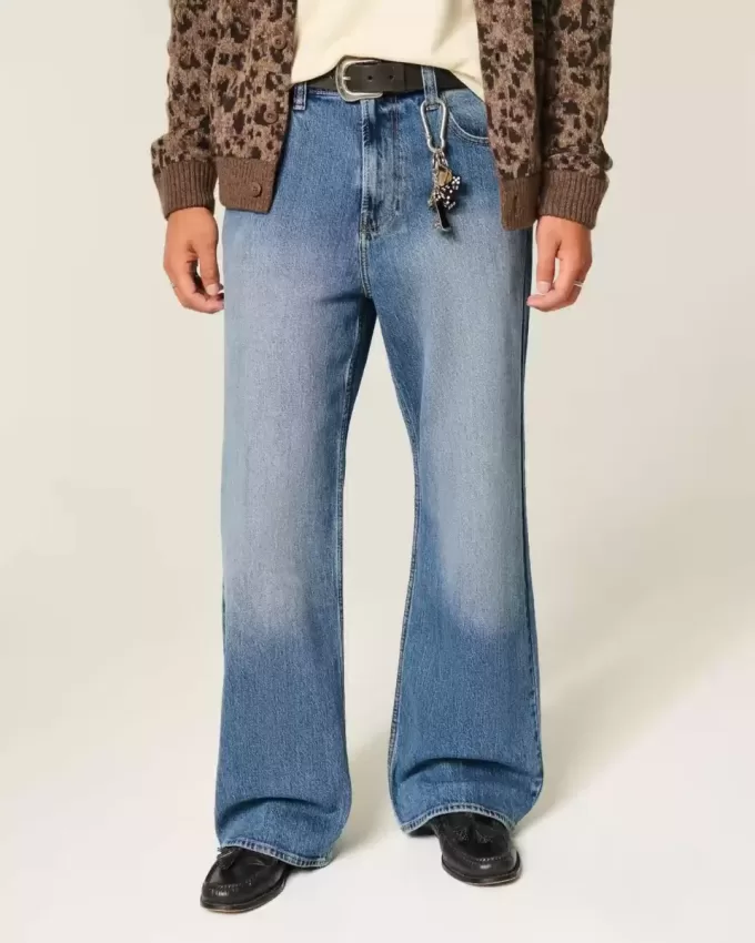 Medium Wash Baggy Bootcut Jeans