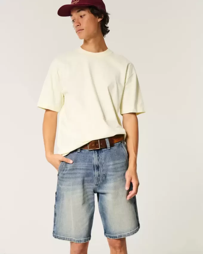 Medium Wash Baggy Denim Painter Shorts Medium Wash Baggy Denim Painter Shorts