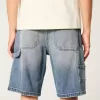 Medium Wash Baggy Denim Painter Shorts Medium Wash Baggy Denim Painter Shorts