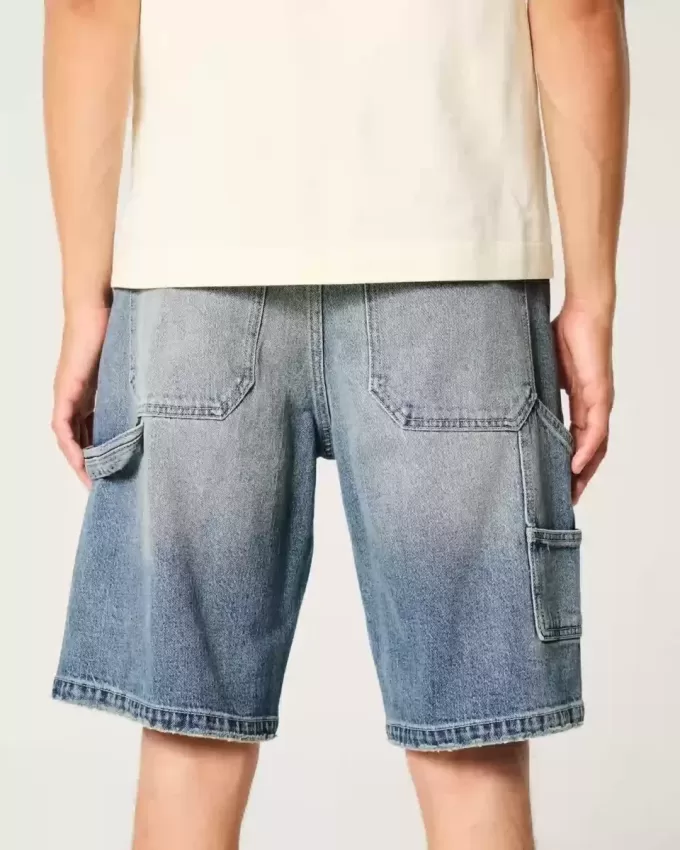 Medium Wash Baggy Denim Painter Shorts Medium Wash Baggy Denim Painter Shorts