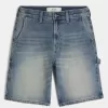 Medium Wash Baggy Denim Painter Shorts Medium Wash Baggy Denim Painter Shorts