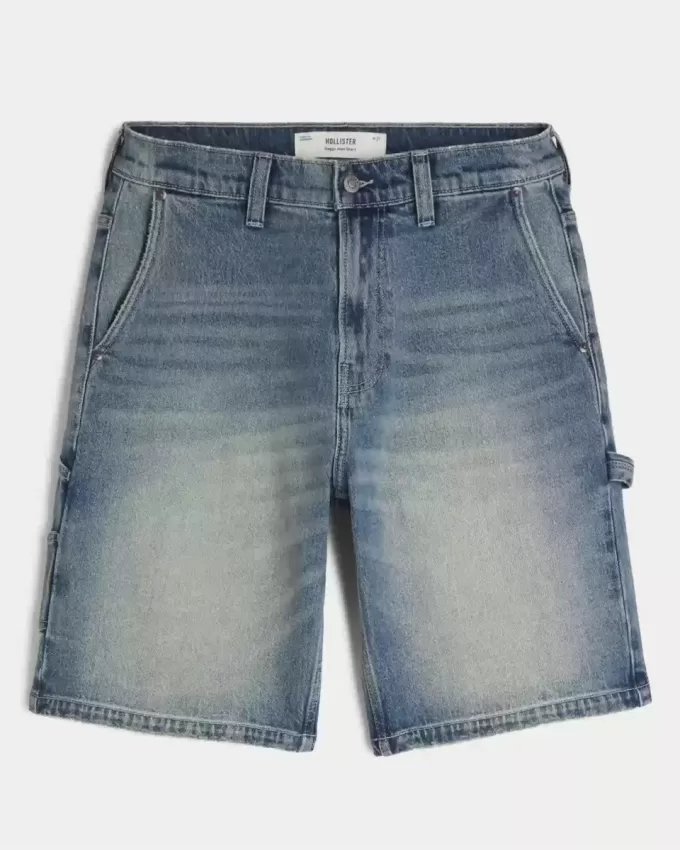 Medium Wash Baggy Denim Painter Shorts Medium Wash Baggy Denim Painter Shorts