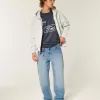 Medium Wash Eagle Graphic Baggy Jeans