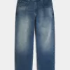 Medium Wash Eagle Graphic Skater Baggy Jeans