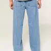 Medium Wash Embroidered Baggy Jeans