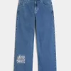 Medium Wash NYC Graphic Super Baggy Jeans Medium Wash NYC Graphic Super Baggy Jeans