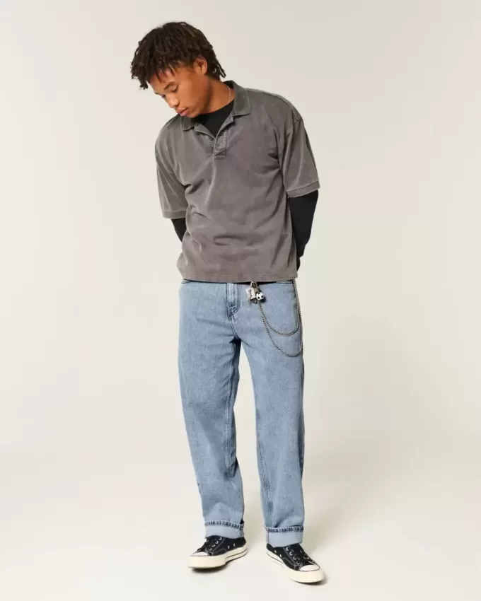 Medium Wash Skater Baggy Jeans