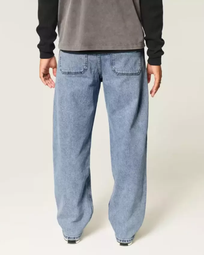 Medium Wash Skater Baggy Jeans