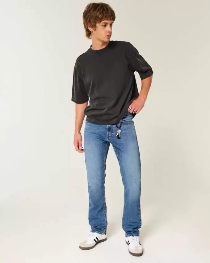 Medium Wash Slim Straight Jeans