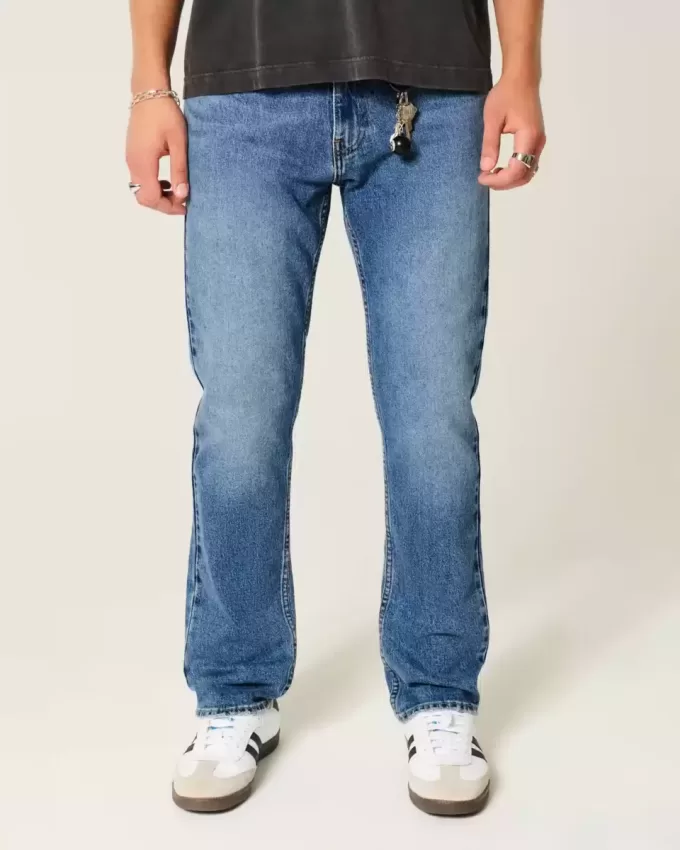 Medium Wash Slim Straight Jeans