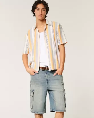 Medium Wash Super Baggy Denim Cargo Shorts