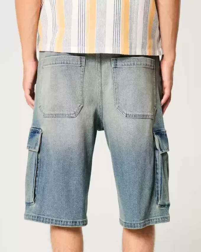 Medium Wash Super Baggy Denim Cargo Shorts Medium Wash Super Baggy Denim Cargo Shorts