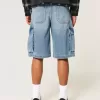 Medium Wash Super Baggy Denim Cargo Shorts Medium Wash Super Baggy Denim Cargo Shorts