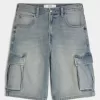 Medium Wash Super Baggy Denim Cargo Shorts Medium Wash Super Baggy Denim Cargo Shorts