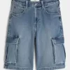 Medium Wash Super Baggy Denim Cargo Shorts Medium Wash Super Baggy Denim Cargo Shorts