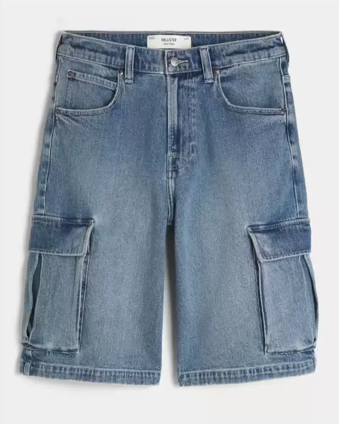 Medium Wash Super Baggy Denim Cargo Shorts Medium Wash Super Baggy Denim Cargo Shorts