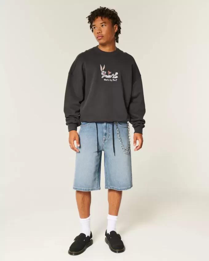 Medium Wash Super Baggy Denim Shorts