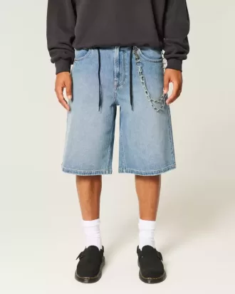Medium Wash Super Baggy Denim Shorts