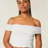 Mesh Foldover Off-the-Shoulder Top Mesh Foldover Off-the-Shoulder Top