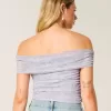 Mesh Foldover Off-the-Shoulder Top