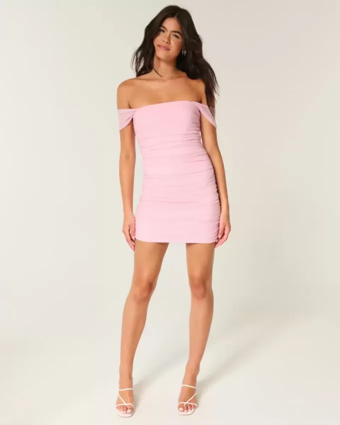 Mesh Off-the-Shoulder Bodycon Dress