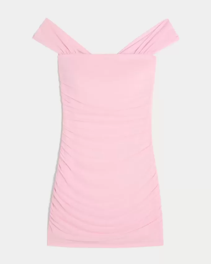 Mesh Off-the-Shoulder Bodycon Dress