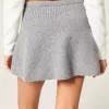 Mid-Rise Circle-Cut Sweater-Knit Mini Skirt