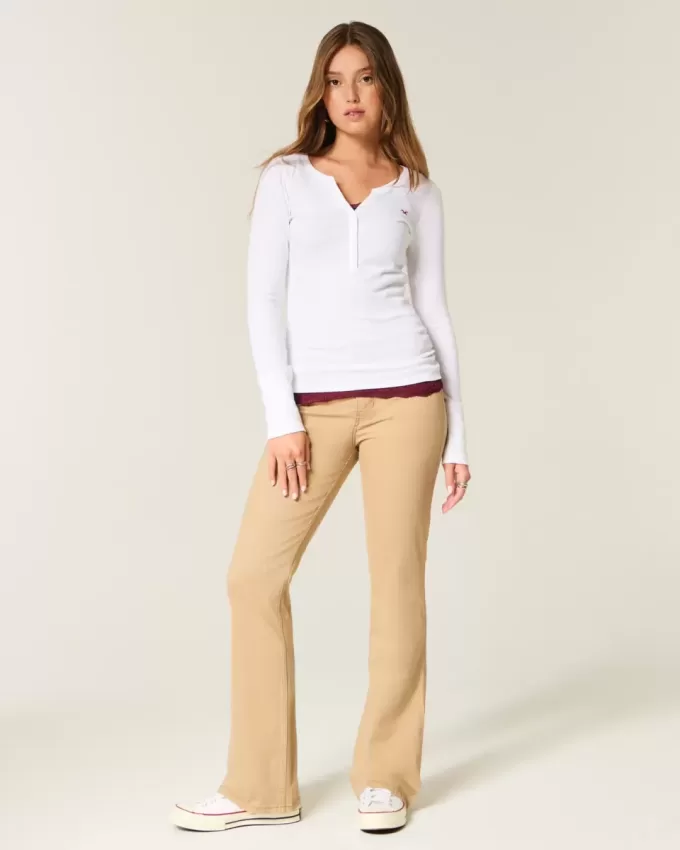 Mid-Rise Khaki Bootcut Jeans