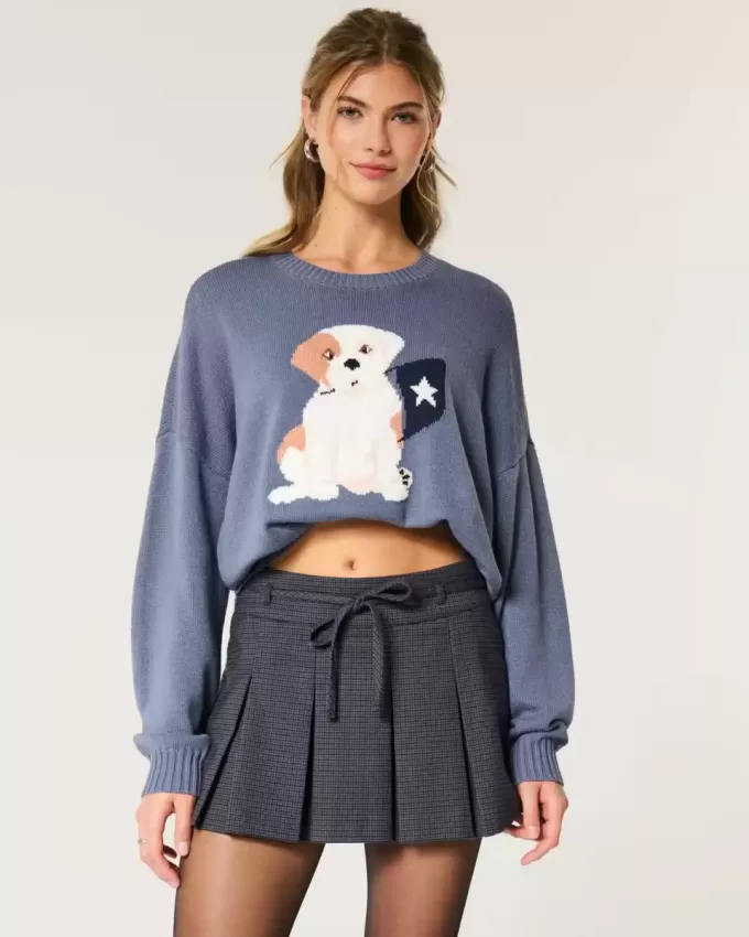 Mid-Rise Pleated Mini Skort