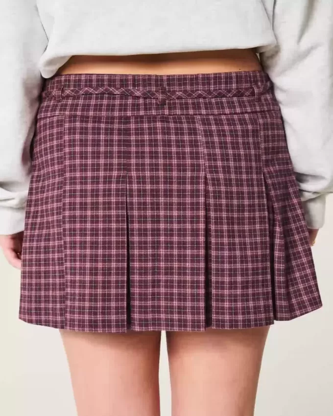 Mid-Rise Pleated Mini Skort