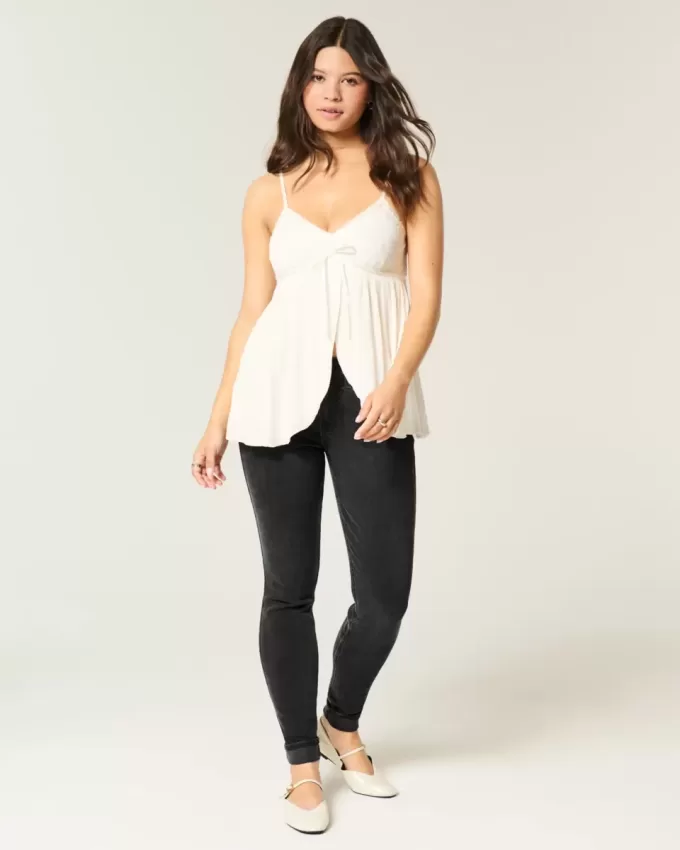 Mid-Rise Washed Black Skinny Jeans