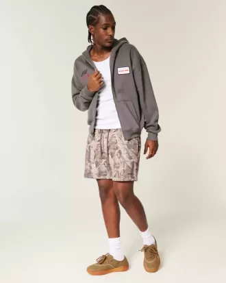 Mid-Thigh Camo Loose Fleece Shorts