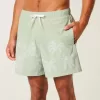 Mid-Thigh Embroidered Volley Swim Trunks