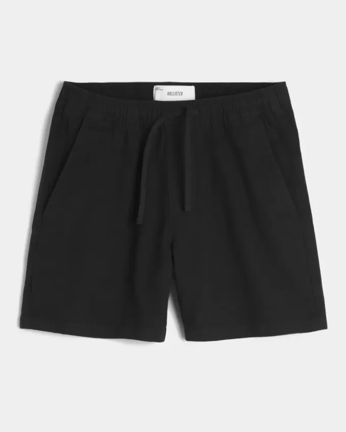 Mid-Thigh Linen-Blend Pull-On Shorts Mid-Thigh Linen-Blend Pull-On Shorts