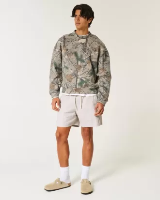 Mid-Thigh Linen-Blend Pull-On Shorts