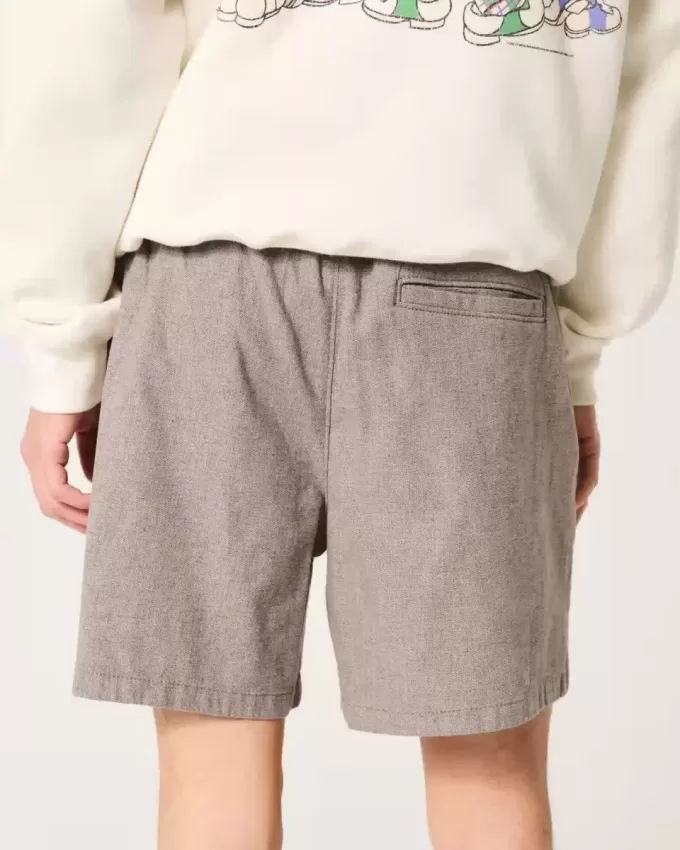Mid-Thigh Linen-Blend Pull-On Shorts Mid-Thigh Linen-Blend Pull-On Shorts
