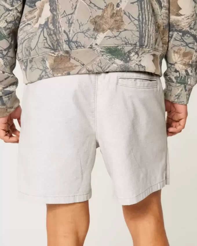 Mid-Thigh Linen-Blend Pull-On Shorts Mid-Thigh Linen-Blend Pull-On Shorts