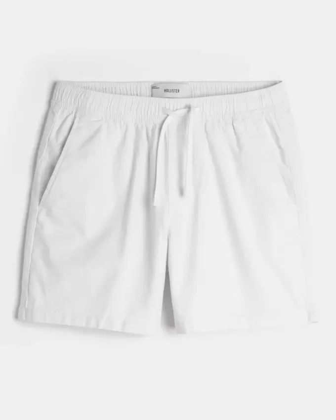 Mid-Thigh Linen-Blend Pull-On Shorts