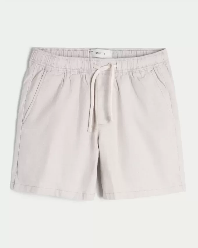Mid-Thigh Linen-Blend Pull-On Shorts Mid-Thigh Linen-Blend Pull-On Shorts