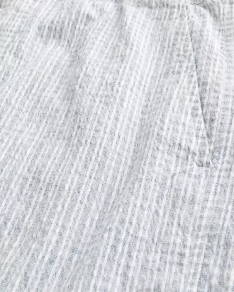 Mid-Thigh Linen-Blend Seersucker Shorts