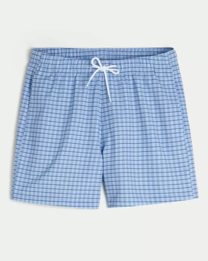 Mid-Thigh Seersucker Volley Swim Shorts
