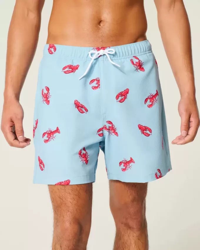 Mid-Thigh Seersucker Volley Swim Trunks