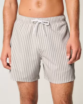 Mid-Thigh Seersucker Volley Swim Trunks
